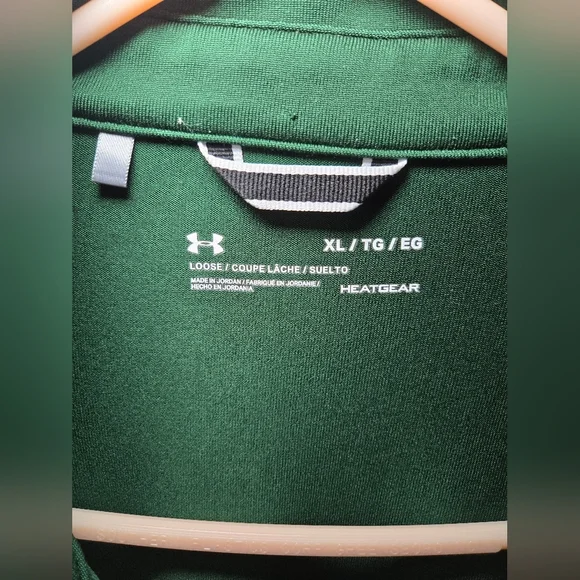 Under Armour Polo Shirt Mens XL Loose Fit Heatgear Performance Golf Green Stripe - Picture 5 of 5